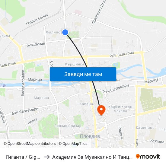 Гиганта / Giganta (5) to Академия За Музикално И Танцово Изкуство map