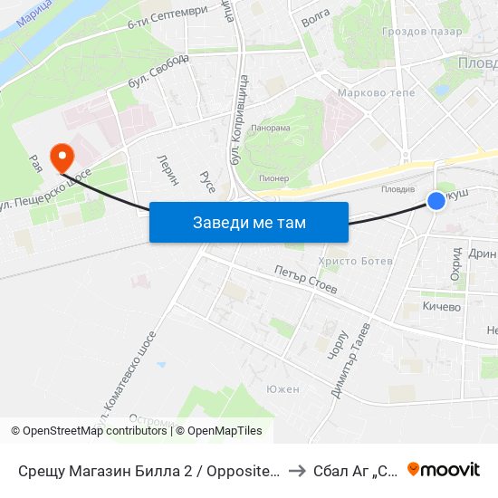 Срещу Магазин Билла 2 / Opposite Billa Store 2 (42) to Сбал Аг „Селена“ map