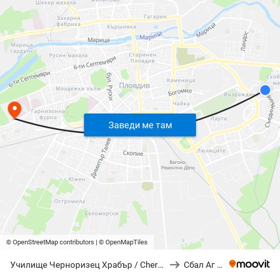 Училище Черноризец Храбър / Chernorizets Hrabar School (333) to Сбал Аг „Селена“ map