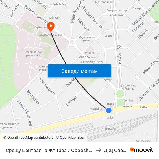 Срещу Централна Жп Гара / Opposite Central Railway Station (188) to Дкц Свети Георги map