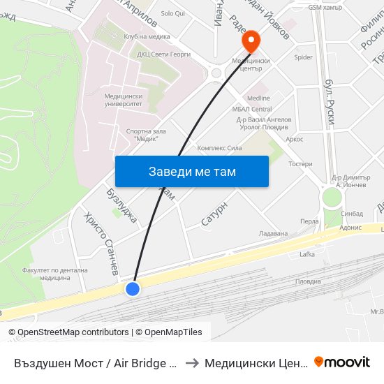 Въздушен Мост / Air Bridge (204) to Медицински Център map