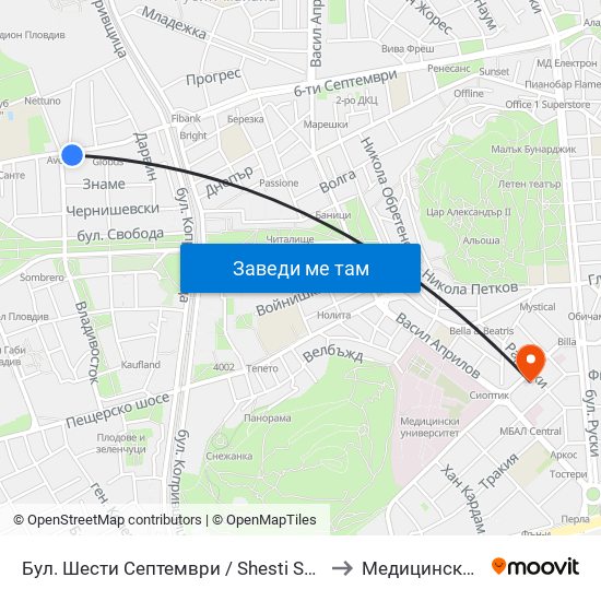 Бул. Шести Септември / Shesti Septemvri Blvd. (240) to Медицински Център map