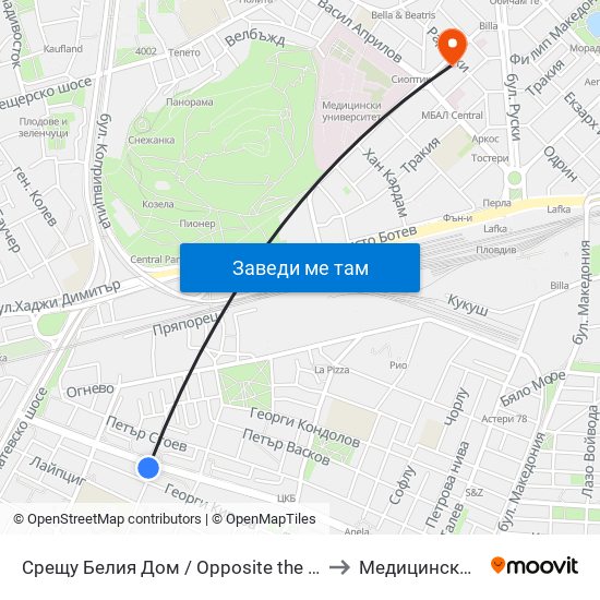 Срещу Белия Дом / Opposite the White House (192) to Медицински Център map