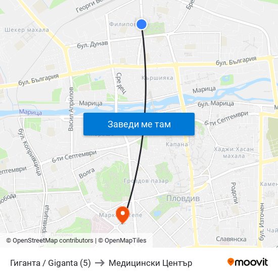Гиганта / Giganta (5) to Медицински Център map