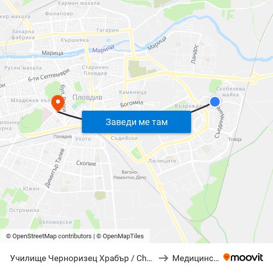 Училище Черноризец Храбър / Chernorizets Hrabar School (333) to Медицински Център map