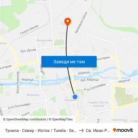 Тунела - Север - Изток / Tunela - Sever - East (47) to Св. Иван Рилски map