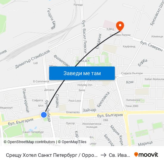 Срещу Хотел Санкт Петербург / Opposite Saint Petersburg Hotel (91) to Св. Иван Рилски map