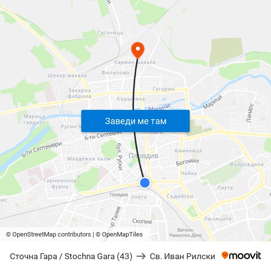 Сточна Гара / Stochna Gara (43) to Св. Иван Рилски map