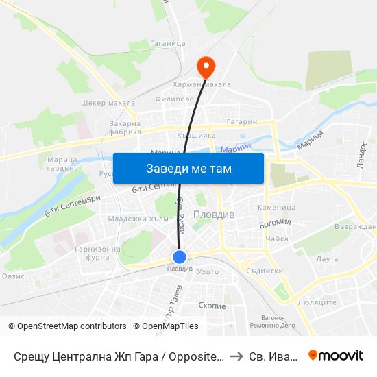 Срещу Централна Жп Гара / Opposite Central Railway Station (188) to Св. Иван Рилски map