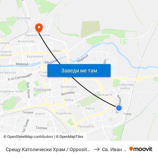 Срещу Католически Храм / Opposite Catholic Church (111) to Св. Иван Рилски map