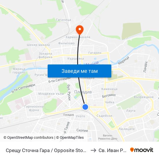 Срещу Сточна Гара / Opposite Stochna Gara (14) to Св. Иван Рилски map