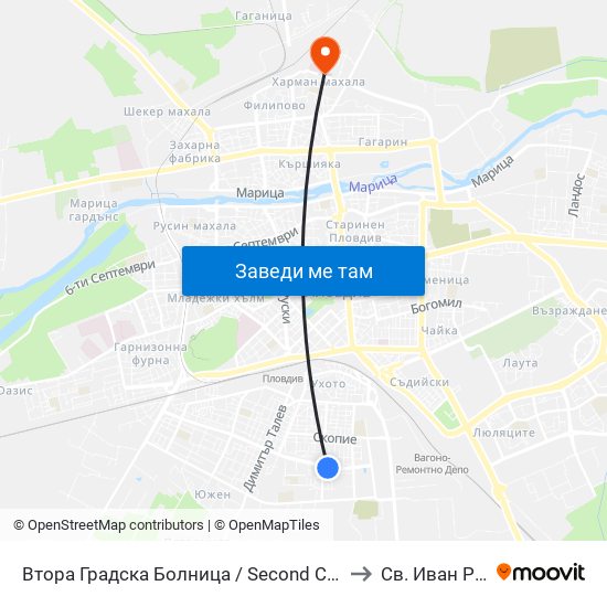 Втора Градска Болница / Second City Hospital (61) to Св. Иван Рилски map