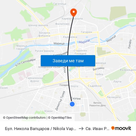 Бул. Никола Вапцаров / Nikola Vaptsarov Blvd. (68) to Св. Иван Рилски map