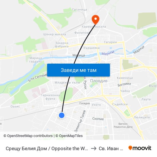 Срещу Белия Дом / Opposite the White House (192) to Св. Иван Рилски map