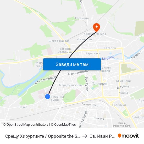 Срещу Хирургиите / Opposite the Surgeries (151) to Св. Иван Рилски map