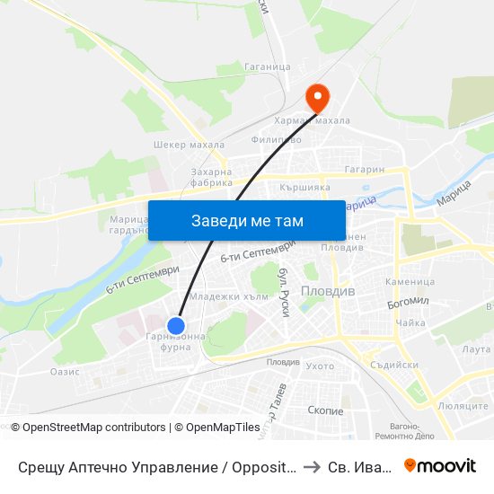 Срещу Аптечно Управление / Opposite Pharmacy Management (152) to Св. Иван Рилски map