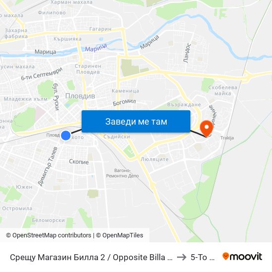 Срещу Магазин Билла 2 / Opposite Billa Store 2 (42) to 5-То Дкц map