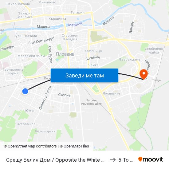 Срещу Белия Дом / Opposite the White House (192) to 5-То Дкц map