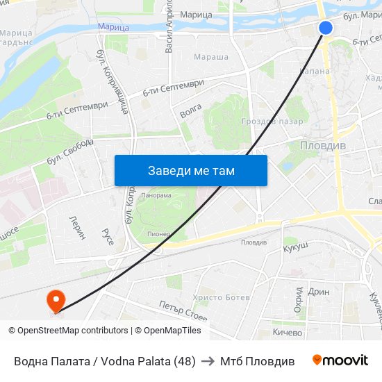 Водна Палата / Vodna Palata (48) to Мтб Пловдив map