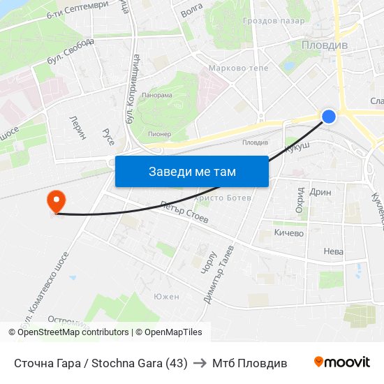 Сточна Гара / Stochna Gara (43) to Мтб Пловдив map