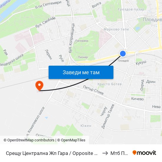 Срещу Централна Жп Гара / Opposite Central Railway Station (188) to Мтб Пловдив map