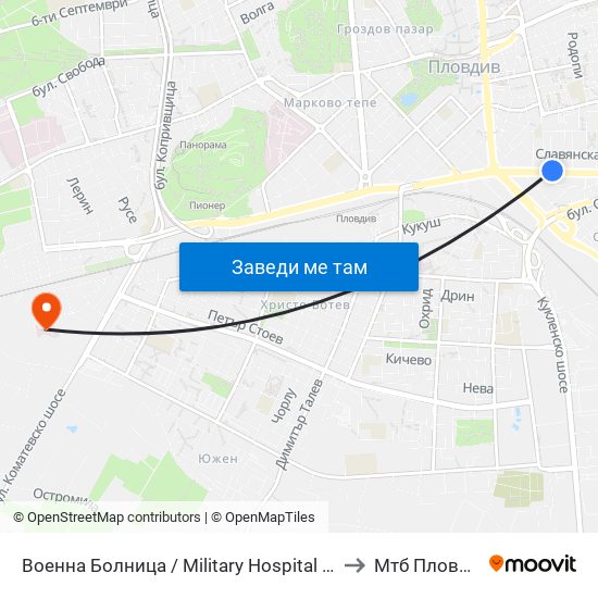 Военна Болница / Military Hospital (335) to Мтб Пловдив map