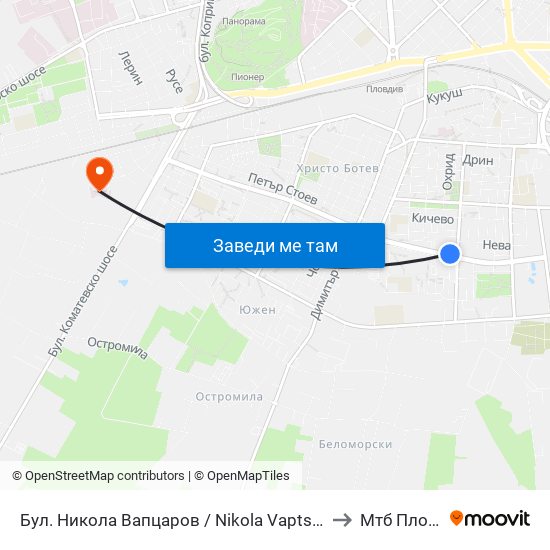 Бул. Никола Вапцаров / Nikola Vaptsarov Blvd. (68) to Мтб Пловдив map