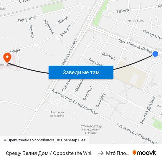 Срещу Белия Дом / Opposite the White House (192) to Мтб Пловдив map