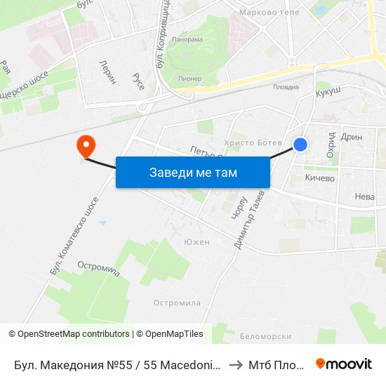 Бул. Македония №55 / 55 Macedonia Blvd. (41) to Мтб Пловдив map