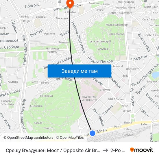 Срещу Въздушен Мост / Opposite Air Bridge (189) to 2-Ро Дкц map