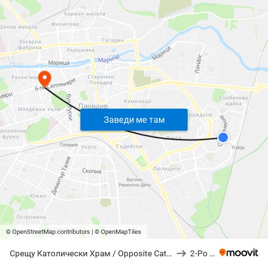 Срещу Католически Храм / Opposite Catholic Church (111) to 2-Ро Дкц map