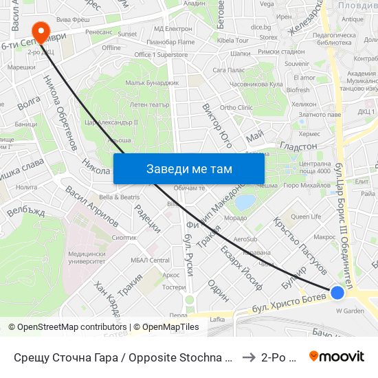 Срещу Сточна Гара / Opposite Stochna Gara (14) to 2-Ро Дкц map
