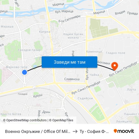 Военно Окръжие / Office Of Military Districts (309) to Ту - София Ф-Л Пловдив map