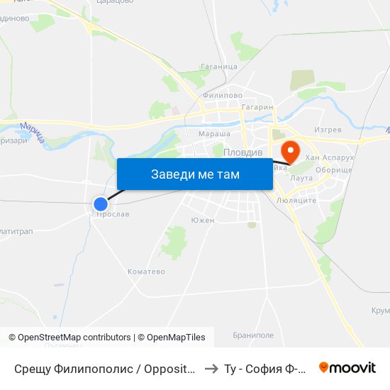 Срещу Филипополис / Opposite Philipopolis (468)) to Ту - София Ф-Л Пловдив map