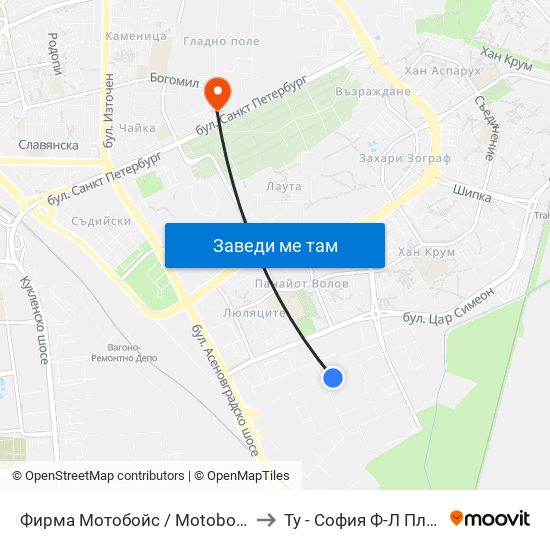 Фирма Мотобойс / Motoboys (331) to Ту - София Ф-Л Пловдив map