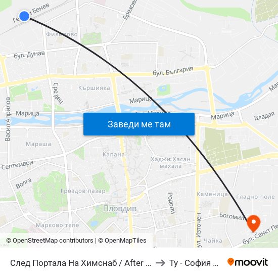 След Портала На Химснаб / After the Entrance To Himsnab (459) to Ту - София Ф-Л Пловдив map