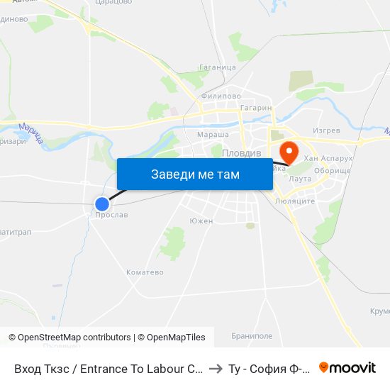 Вход Ткзс / Entrance To Labour Cooperative Farm (436) to Ту - София Ф-Л Пловдив map