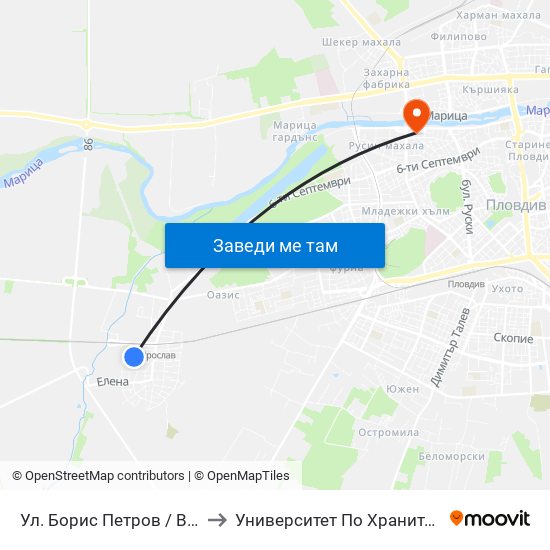 Ул. Борис Петров / Boris Petrov St. (179) to Университет По Хранителни Технологии (Ухт) map