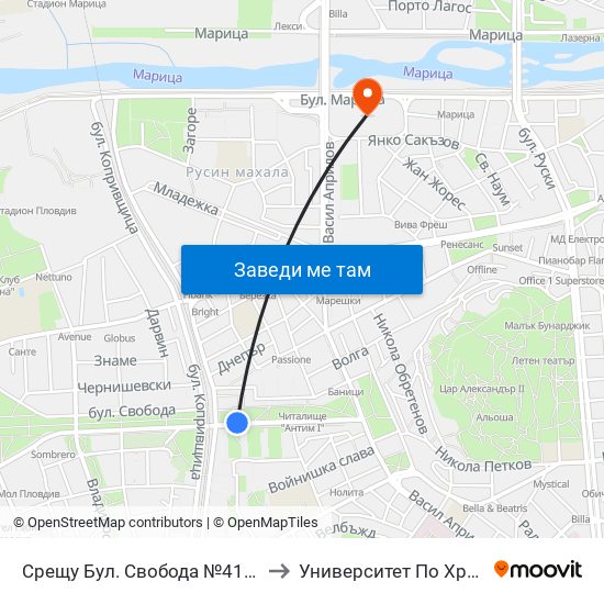 Срещу Бул. Свобода №41 / Opposite 41 Svoboda Blvd. (266) to Университет По Хранителни Технологии (Ухт) map