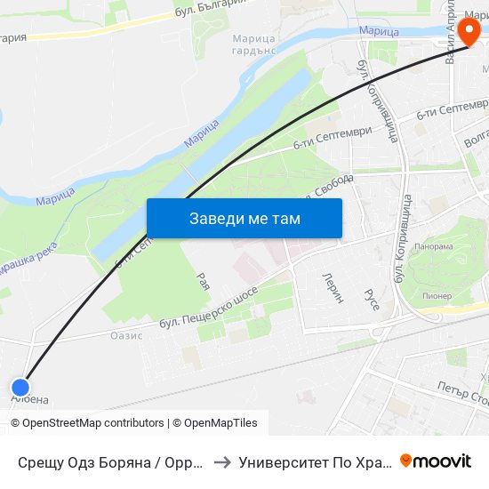 Срещу Одз Боряна / Opposite Boryana Kindergarten (147) to Университет По Хранителни Технологии (Ухт) map