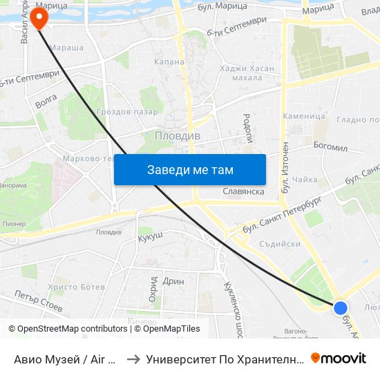 Авио Музей / Air Museum (357) to Университет По Хранителни Технологии (Ухт) map