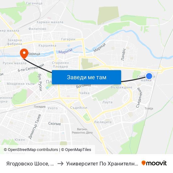 Ягодовско Шосе, Бл. 275 (350) to Университет По Хранителни Технологии (Ухт) map