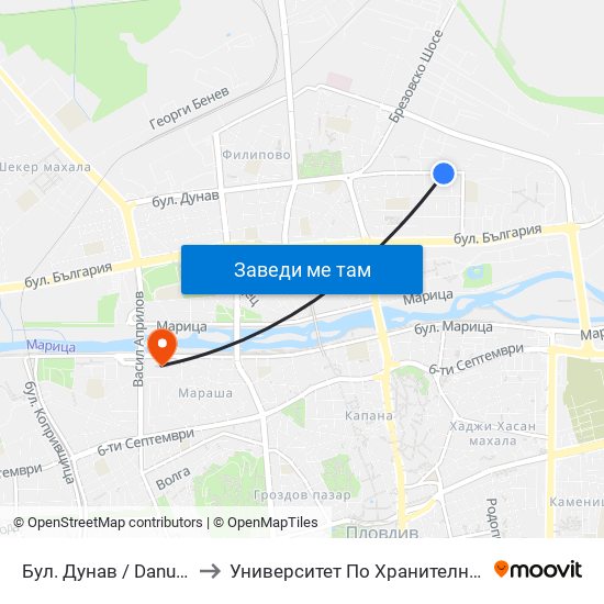 Бул. Дунав / Danube Blvd (322) to Университет По Хранителни Технологии (Ухт) map