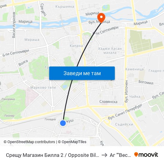 Срещу Магазин Билла 2 / Opposite Billa Store 2 (42) to Аг ""Весела"" map