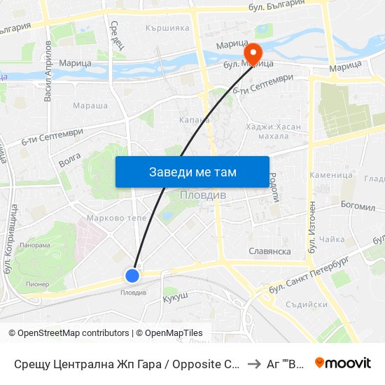 Срещу Централна Жп Гара / Opposite Central Railway Station (188) to Аг ""Весела"" map