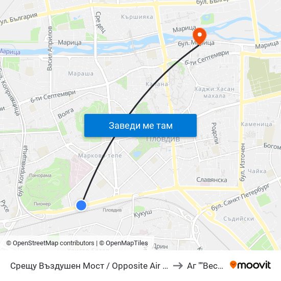 Срещу Въздушен Мост / Opposite Air Bridge (189) to Аг ""Весела"" map