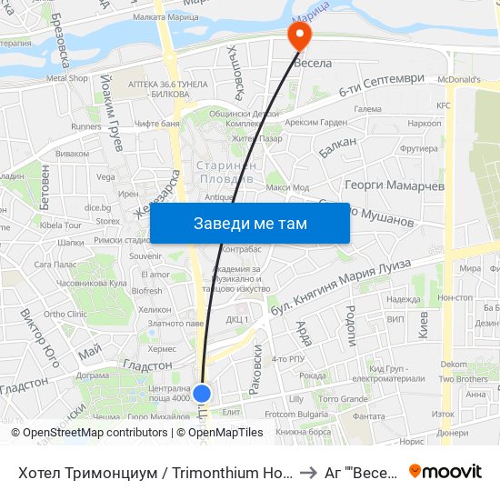 Хотел Тримонциум / Trimonthium Hotel (12) to Аг ""Весела"" map