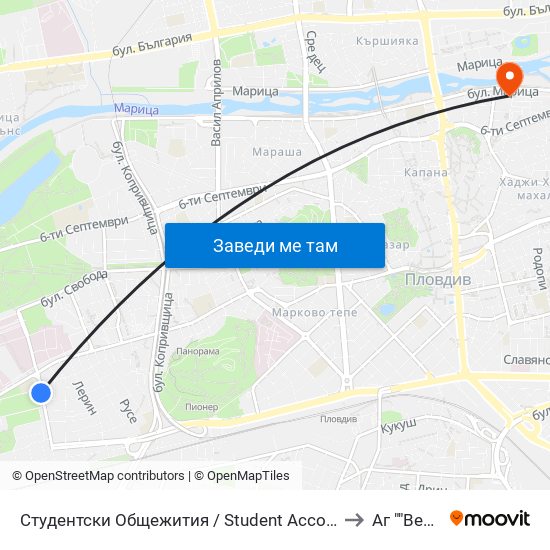 Студентски Общежития / Student Accommodation (389) to Аг ""Весела"" map