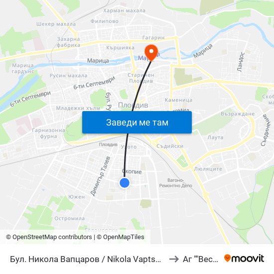 Бул. Никола Вапцаров / Nikola Vaptsarov Blvd. (68) to Аг ""Весела"" map