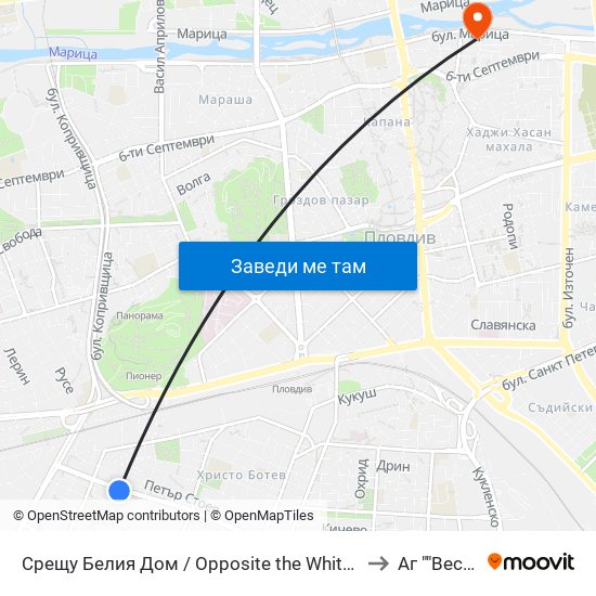 Срещу Белия Дом / Opposite the White House (192) to Аг ""Весела"" map